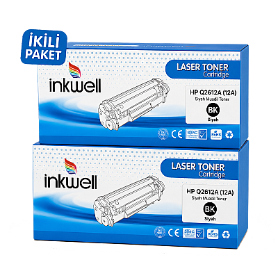 HP Q2612A-LR (12A) Siyah Muadil Toner 2'li Paket - 1