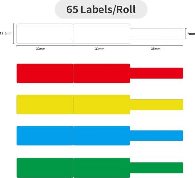Niimbot T12.5x74+35mm 65 Adet Beyaz Kablo Etiketi (D11,D110,D101,H1S) - 3